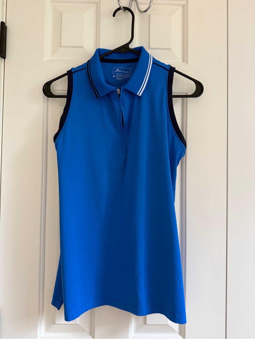 Peter Millar Royal Blue Sleeveless Polo with Navy Trim